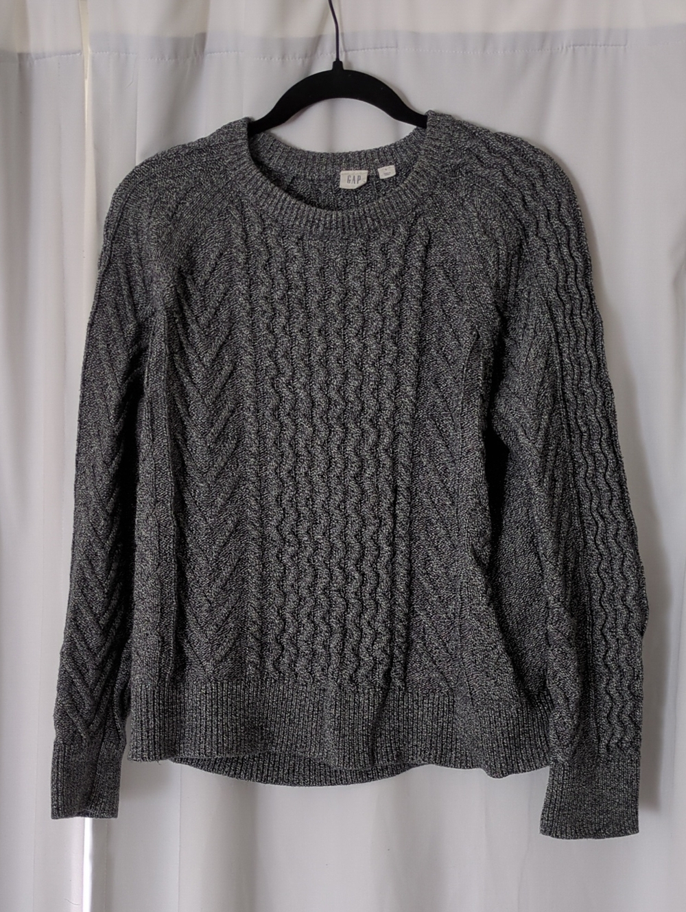 GAP Women's Charcoal Cable-Knit Crewneck Sweater